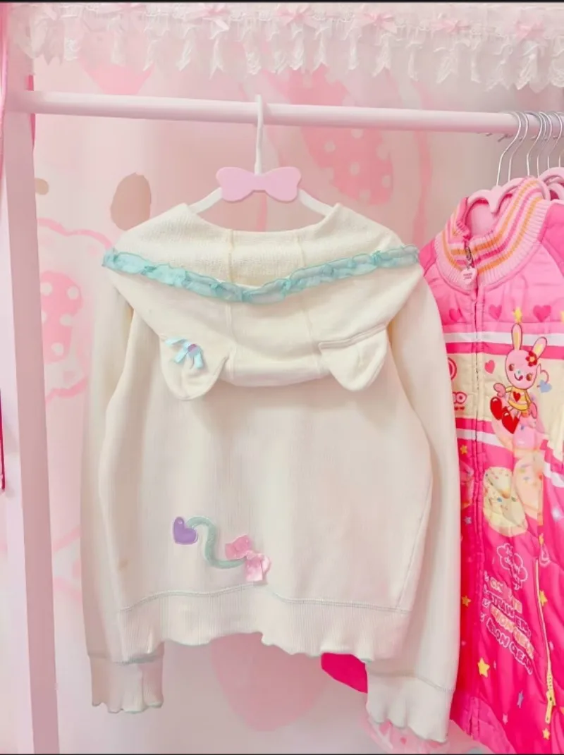 Kawaii الملابس لعوب ولطيف فتاة هوديي Y2k أعلى لطيف الرجعية الصغيرة الأذن مقنعين سترة المراهقين ابنة الملابس الخريف جديد