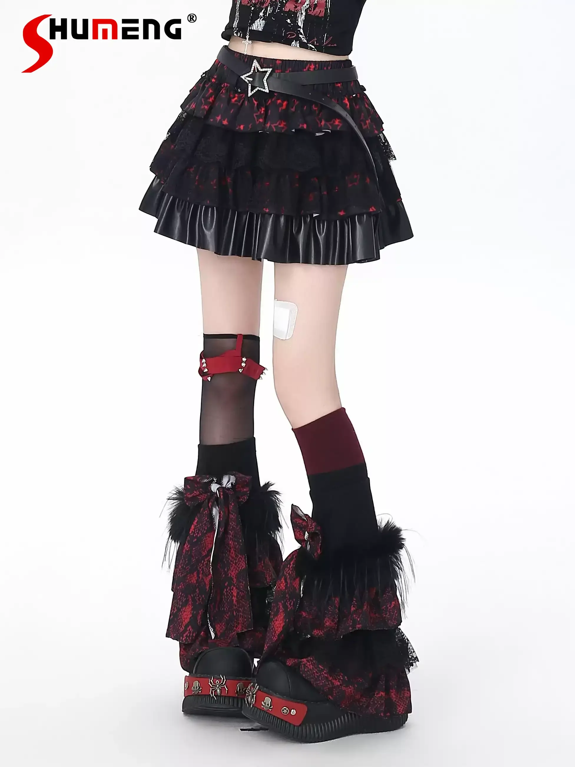 

2026 Summer Highstreet Subculture Sweet Cool Girl's Cake Skirts High-waisted Lace Splicing Versatile Y2K Short Skirt for Women