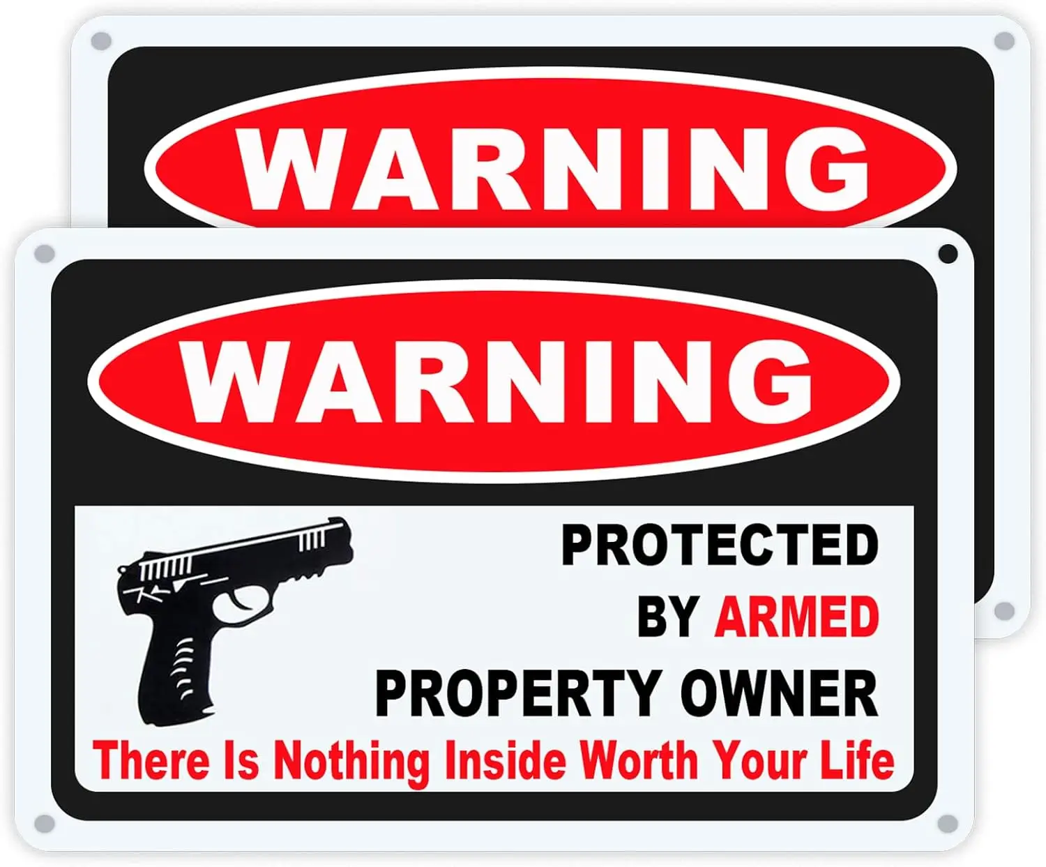 

Набор из 2 светоотражающих предупреждающих знаков, 10x7 дюймов, из нержавеющего алюминия, для оповещения владельца о присутствии вооруженных лиц