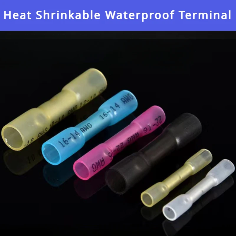 10/25PCS  Heat Shrink Connectors Insulated Waterproof Crimp Terminals Seal Butt Electrical Wire Connector 22-18 AWG