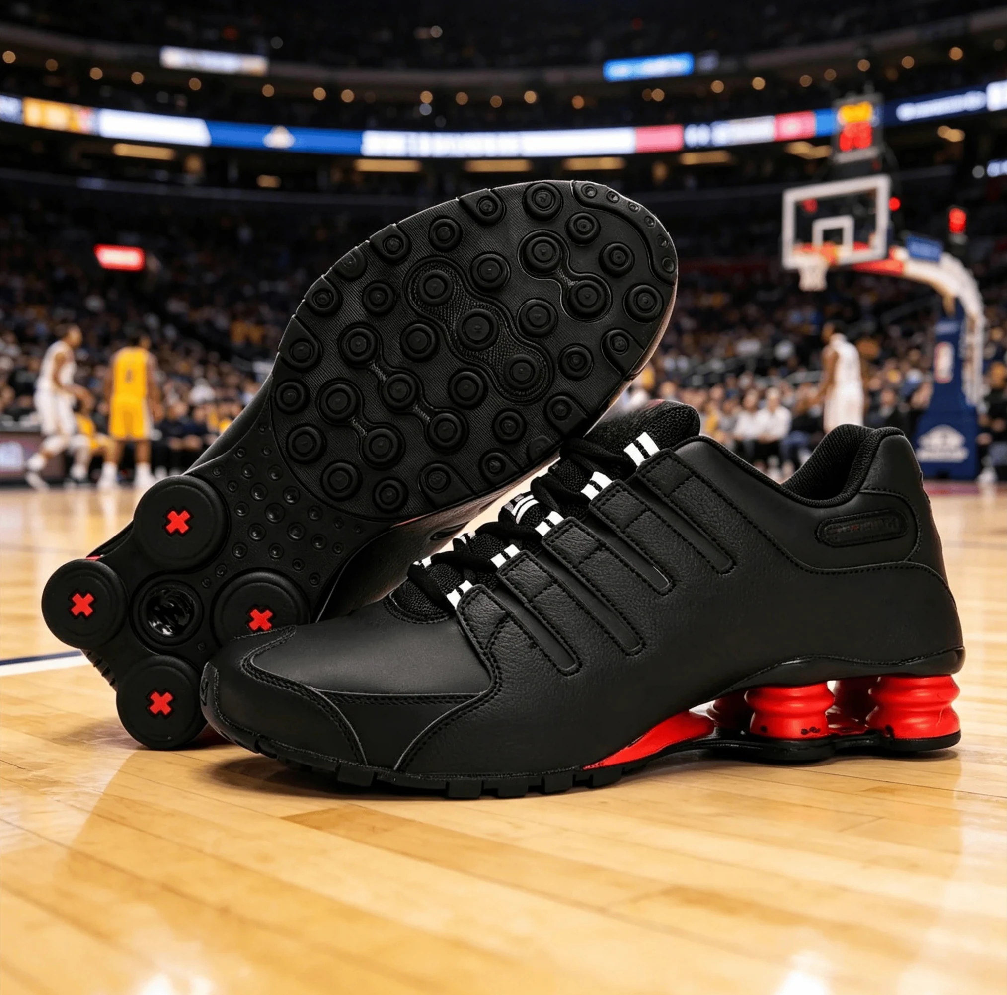 Baskets Shox Spring Pillar en cuir synthétique lisse, faciles à nettoyer, chaussures décontractées quotidiennes