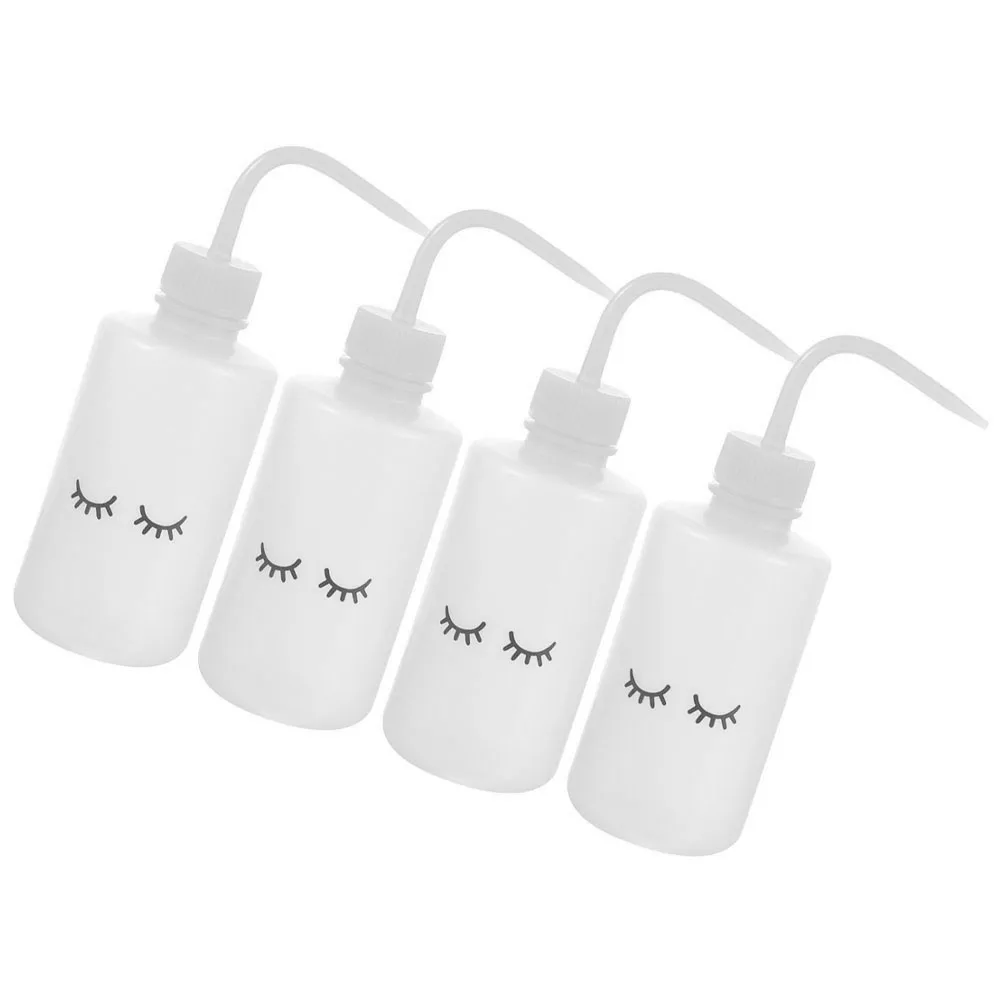 

4Pcs 250ml Lash Washing Bottles Bend Nozzle Eyelash Cleaning Portable Squeeze Reusable
