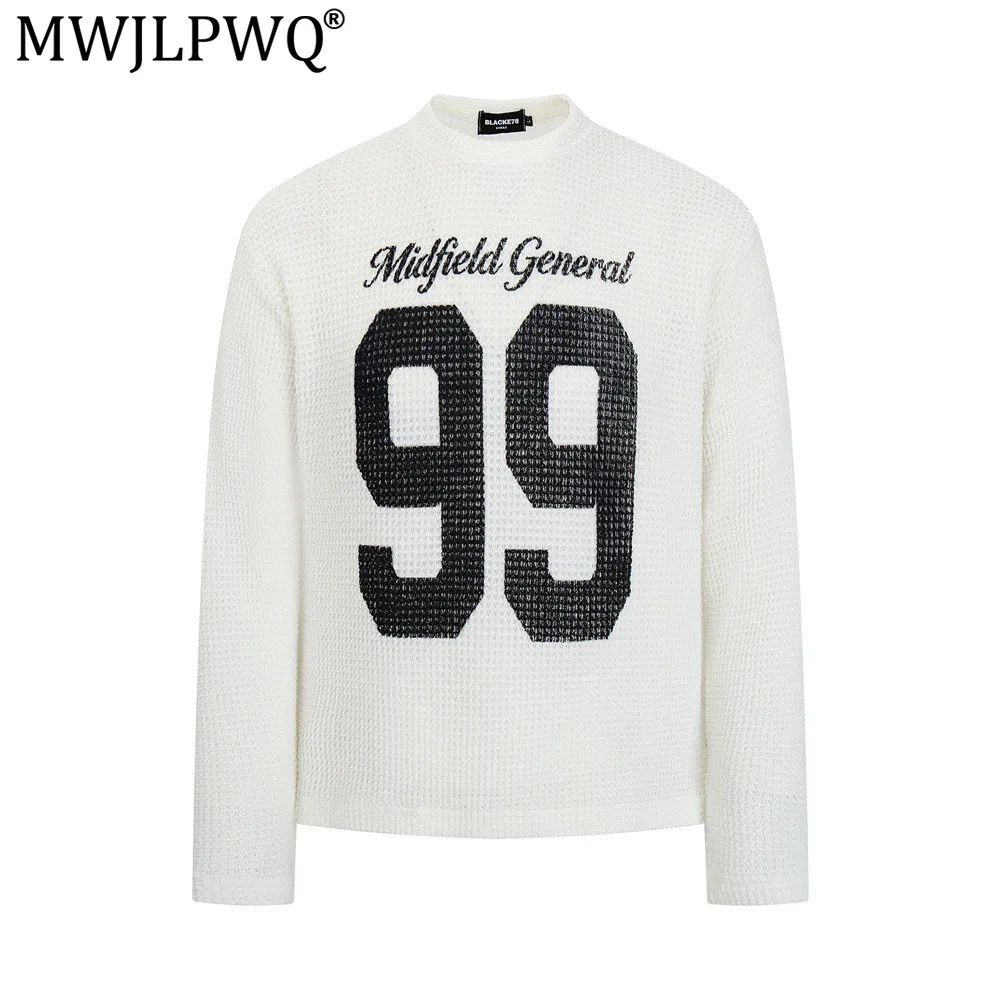 MWJLPWQ Number Print Sports Casual Long-Sleeve T-Shirt For Men Spring Autumn Ins Street Style Autumn Knit Crew Neck Top 21109