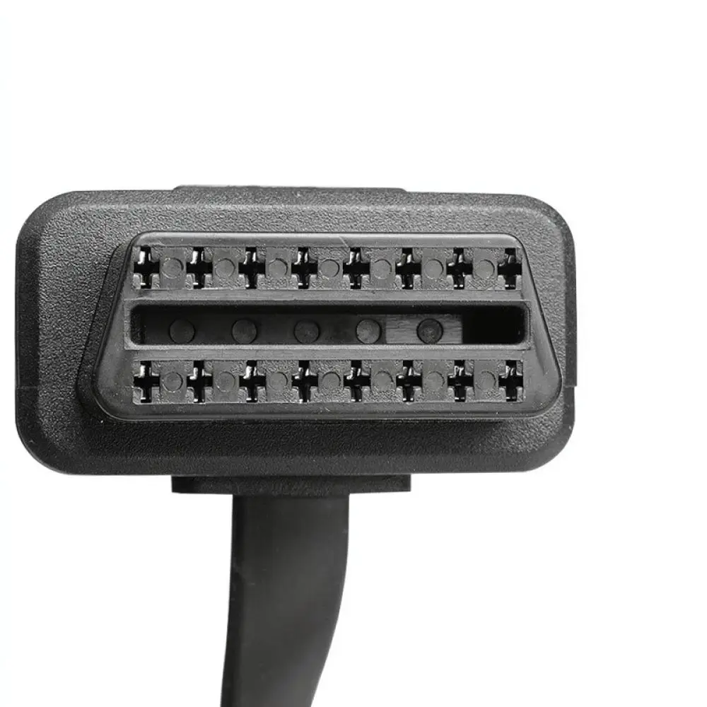 16Pin OBD2 Extension Cable For Car Diagnostic Scanner Flat Wire Design Male To Female Connector Elbow Accessory Cord