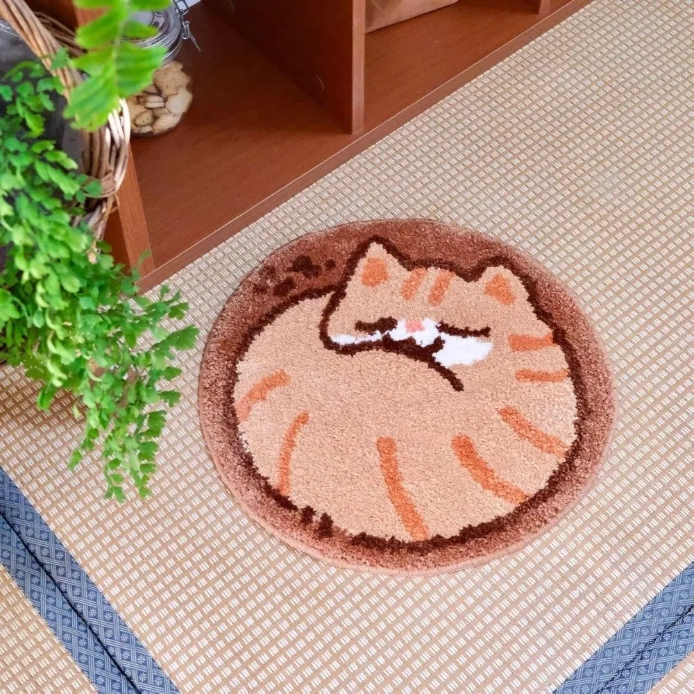 Imitation Cashmere Cat Shape Floor Mat Soft Anti-slip Entryway Door Mat Floor Barrier Cute Animal Area Rug for Bathroom Floor