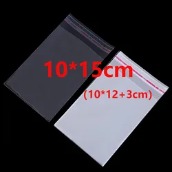 100/200pcs Transparent Self Adhesive Bag 10x15cm Self Sealing Small Bags Jewelry Plastic Pouch Cookie Candy Cellophane Packaging