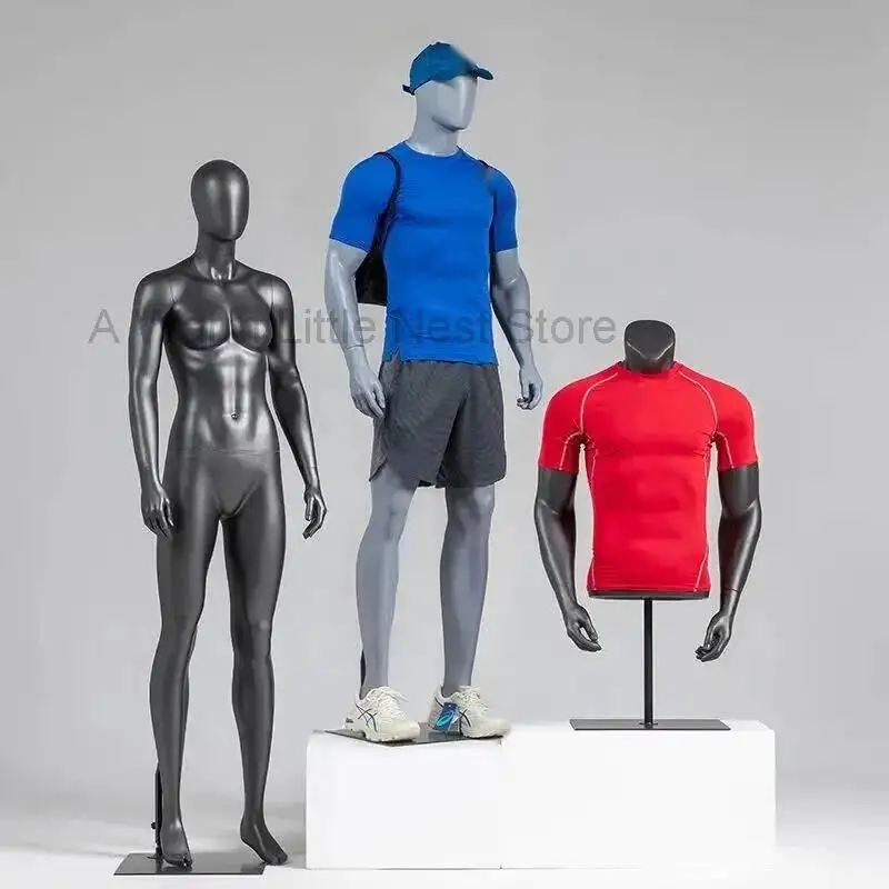 

Muscular Male Mannequin Full Body Black Dummy Model Props for Sport Wear Clothing Display Men's Clothing Store Display Stand