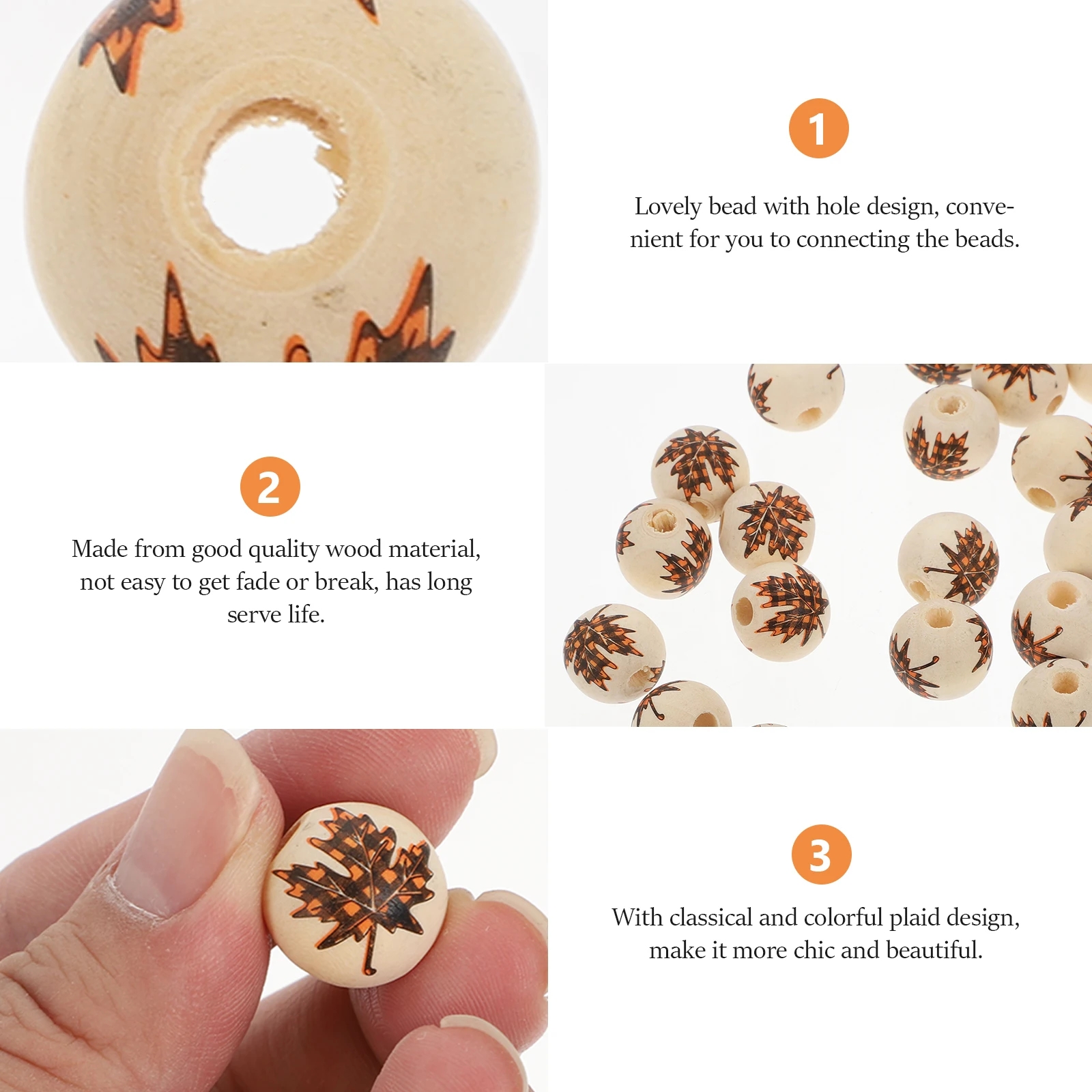 

30 Pcs Wooden Bead String DIY Accessories Jewelry Beads Lace Painted Rustic Accessory Craft Smooth Texture