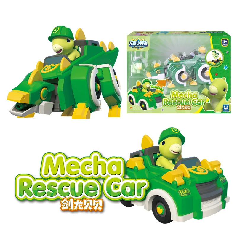 Dragon treasure little hero transformation toys children sound and light police car dinosaur fire truckx rescue car gift