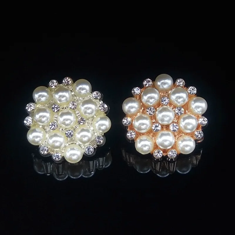Retro Pearls Cluster Button Accessories Flatback 20pcs Silver Plated Metal Vintage Jewelry Fitting Embellishments Decorations