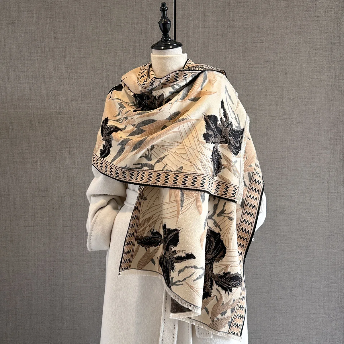 الخريف الكشمير وشاح للنساء سميكة الدافئة الشتاء بطانية العلامة التجارية الإناث الفاخرة جودة شال التفاف Bufanda المعطف Echarpe الباشمينا #5