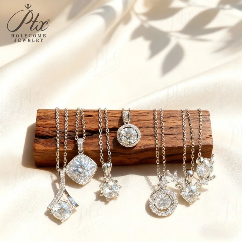 

Муассанит круглой огранки ожерелье мульти-дизайн кулон женские модные украшения сияющий блеск подарок классический элегантный шарм повседневная одежда