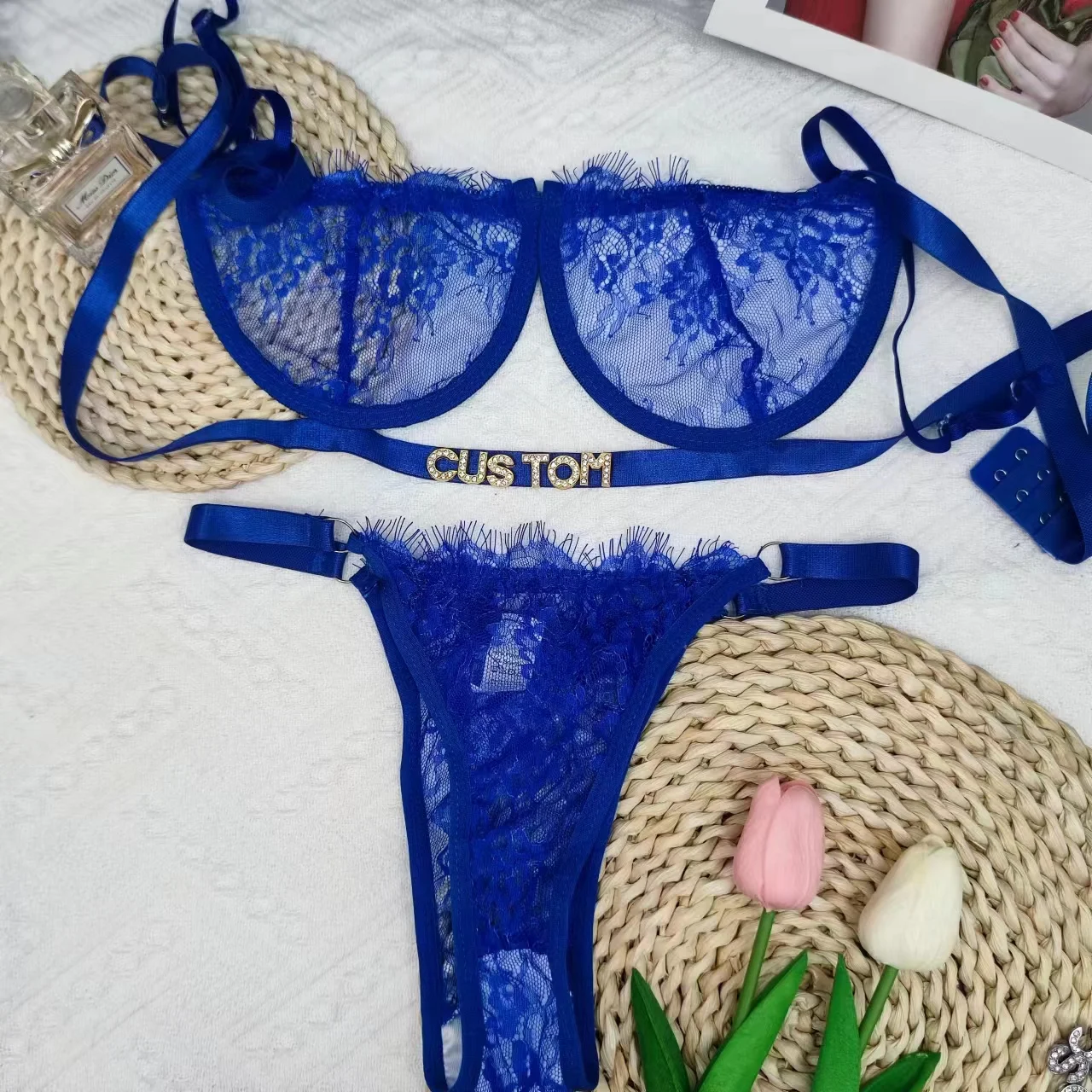 Lingerie Personalizada com Nome para Mulheres, Push Up Bra Top, Babydoll Erótico, Lingerie Sensual, Conjunto De Sutiã De Renda, Roupa Interior, Conjunto De Calcinha Íntima