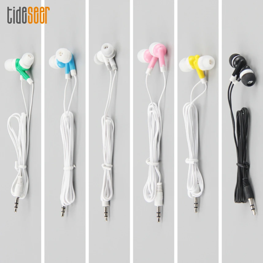 

1000pcs Colorful Wired Earphones Disposable In Ear Earbuds 3.5mm Plug Stereo Earphone for Bus School Library Museum Concert