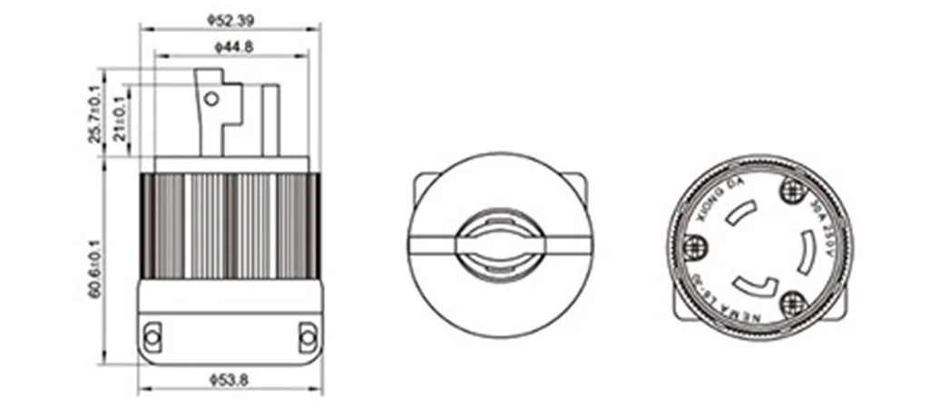 Assembled UL NEMA L6-30P L6-30R US 30A wired industry connector America Tripolar male female anti-loose locked plug socket