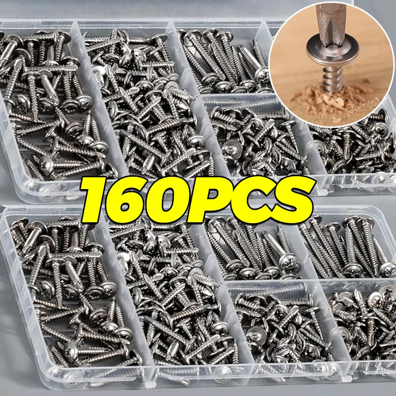 

Stainless Steel Self-tapping Screw Flat Head Drilling Screw Truss Head Sheet Metal Screws High-Strength Fastener Assortment Kits