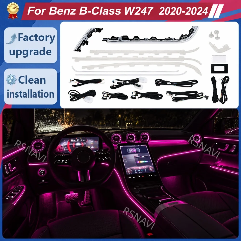 Ambient Light Kit for Mercedes-Benz B-Class W247 2020-2024, Car Interior Decorative Trim Lights for Passenger Cabin Illumination
