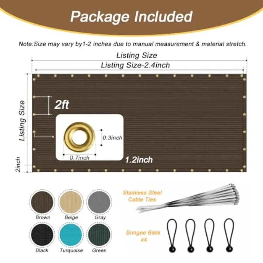 Brown Sun Shade Cloth, 90% Shade Cloth for Garden, Custom Sizes 4' x 40' Pergola Shade Cover Canopy, Heavy Duty Mesh Shade Tarp