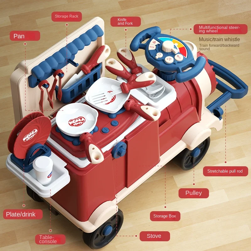 LazyChild Children\'s Play House Toy Set Boys And Girls Baby Car Two-in-one Children Can Sit And Slide Retro Small Train Toys