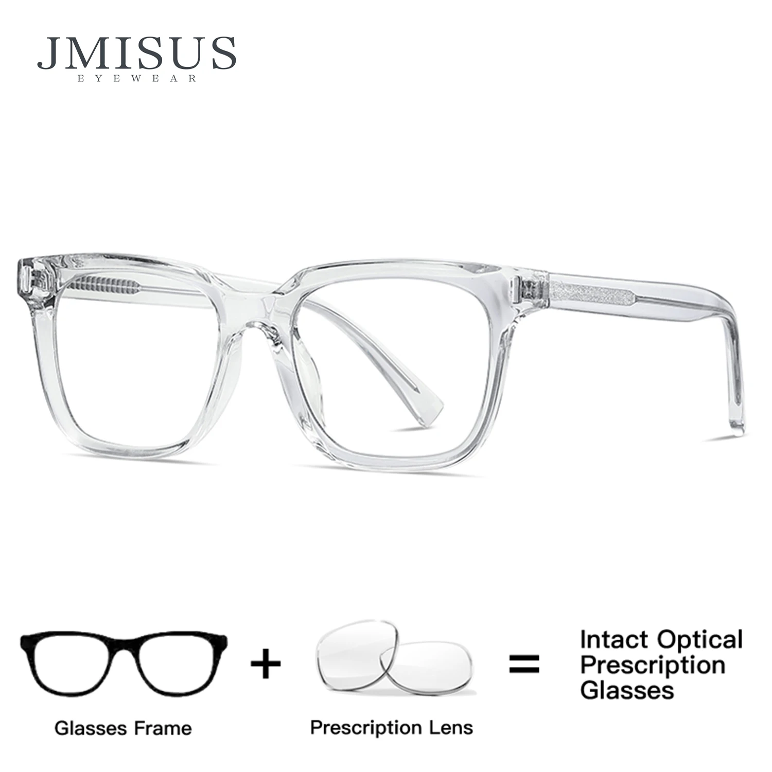 

JMISUS Fashion Square Prescription Glasses Women Men Photochromic Progressive Myopia Optical Eyewear Lenses with Custom Recipe