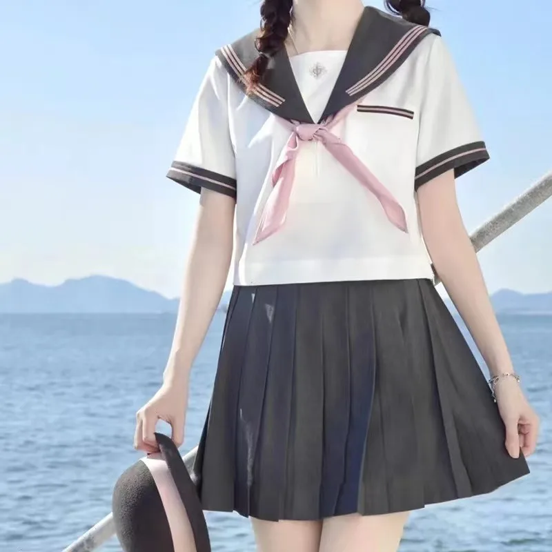 Set uniforme da marinaio a maniche lunghe stile giapponese JK Tao Ye Zhong - Gonna a maniche lunghe per la scuola, l'uso quotidiano