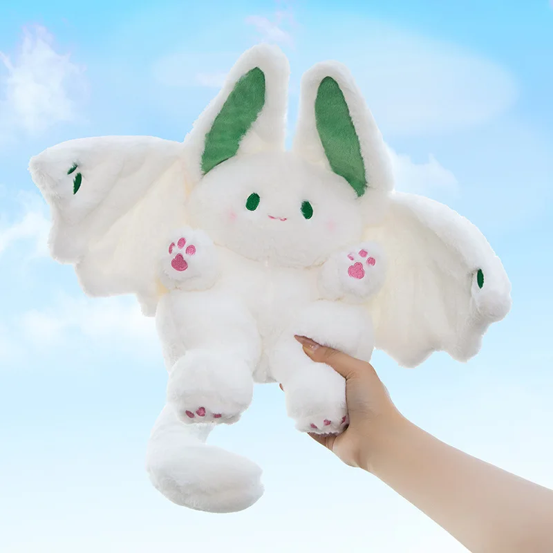New Spot Bat Rabbit Plush Toy Soft White Flying Bat Rabbit Plush Doll Cute Plush Animal Home Decorations Indoor Ornaments