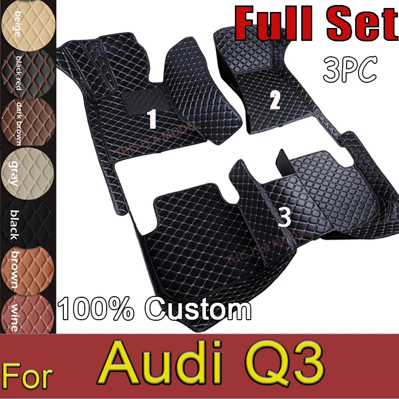 

Car Mats For Audi Q3 F3 MK2 2019~2022 Durable Anti Dirt Rug Auto Floor Mat Luxury Leather Carpet Set Car Interior Accessories