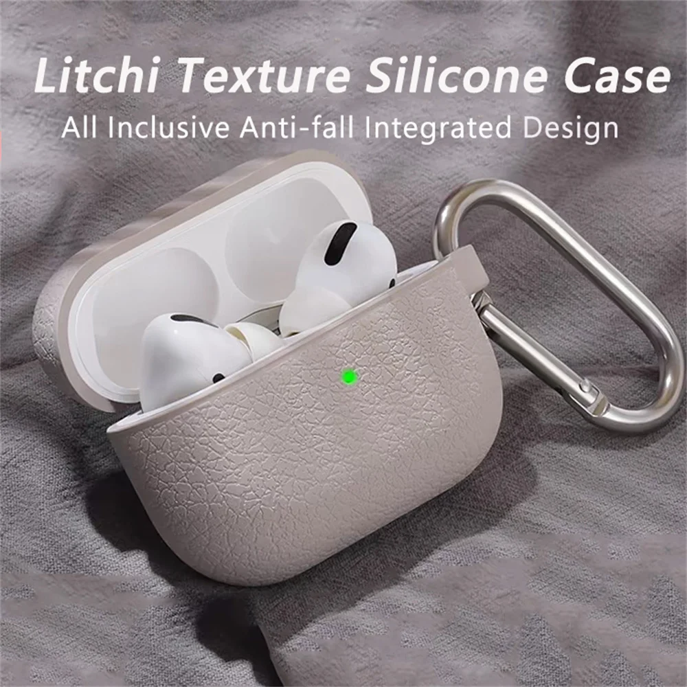 For Airpods 4 3 2 1 Apple Earphone Lychee Texture Silicone Protective Case For AirPods Pro 2 Wireless Bluetooth Headphone Cover