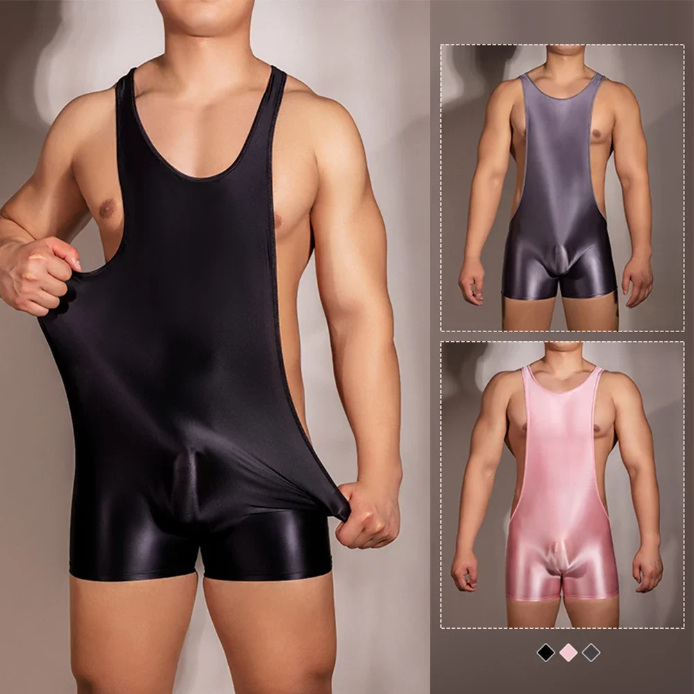 

Mens Oil Shiny Glossy U Convex Pouch Straps Bodysuit Sexy Smooth Trunk Briefs Underwear Swimsuit Sleep Bottoms Nightgown