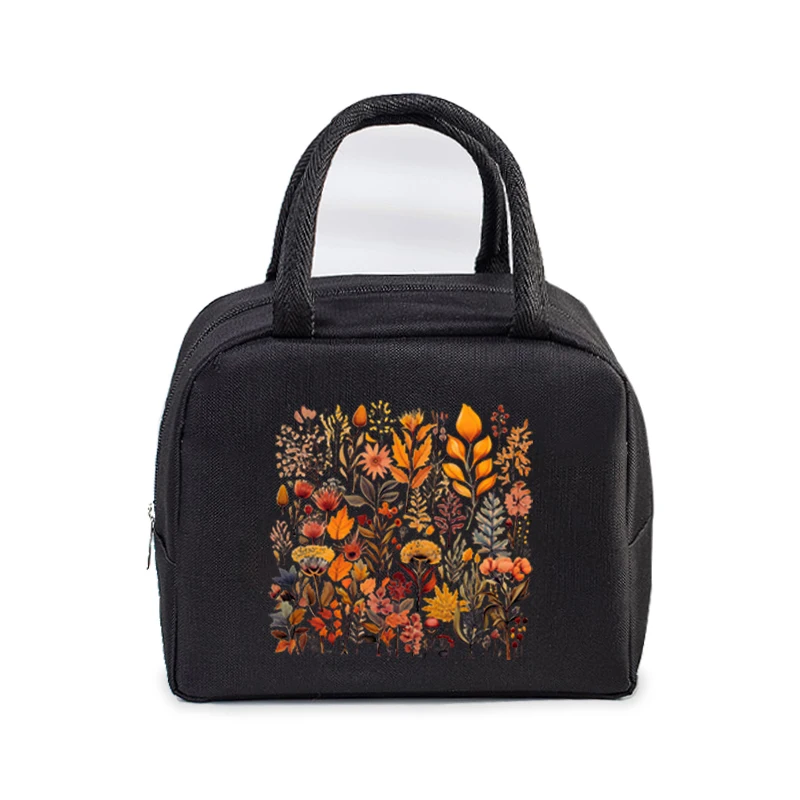 Wild Flower Vintage Print Insulated Lunch Bag Women Men Food Cooler Bag Bohemia Flower Leakproof Tote Food Storage Bento Bags