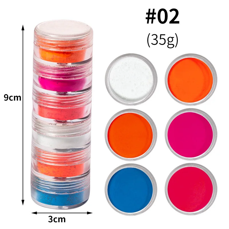 Neon Chrome Pigment Set para Cosméticos, Fluorescente Prego Glitter, Mica Pó, Pó Perolado, Epoxy Resina Sombra, 6 cores por conjunto