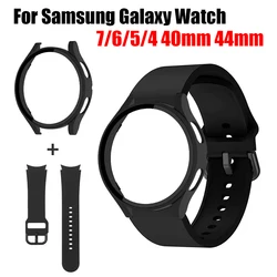 20mm Silicone No Gap Strap+PC Case for Samsung Galaxy Watch 7 4 5 6 40mm 44mm Band For Galaxy Watch Protective Bumper Cover Case