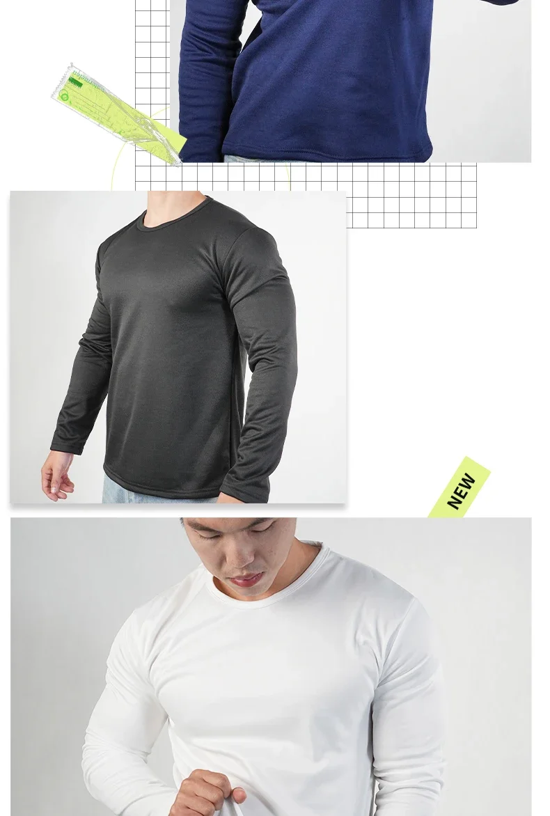 Herren-Thermo-Unterwäsche, Oberteile, Winter-Langarm-T-Shirt, Unterhemd, dickes Fleece-Oberteil, warme Kleidung, Oversize-Basis-T-Shirt. – Detail 5