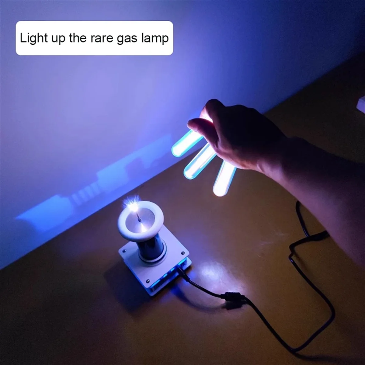 สําหรับ Tesla Coil Plasma ลําโพงเพลง High-Power 30 ซม.Arc Plasma Windmill Light Up ไม่มีสายไฟ (สีฟ้า) US Plug