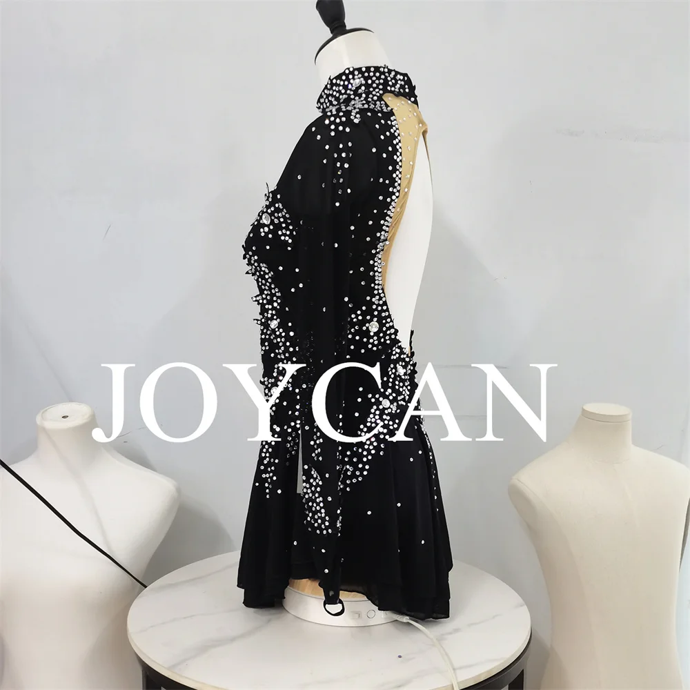 JoyCan Ice Figure  Skating  Dress Girls Black Spandex Stretchy Competition Dance Wear Customized