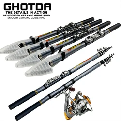 1.5-3.0m Outdoor Rock Fishing Rod Carbon Fiber Telescopic Retractable Spinning Rods Short PoleHand Fishing Tackle Sea Rod Pesca