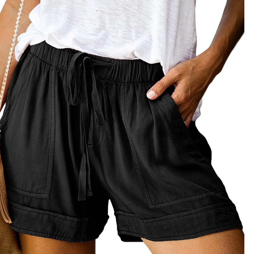 Female Casual Sweat Shorts Drawstring Elastic Waist Cotton Causal Shorts Suitable for Travel Vacation Surfing