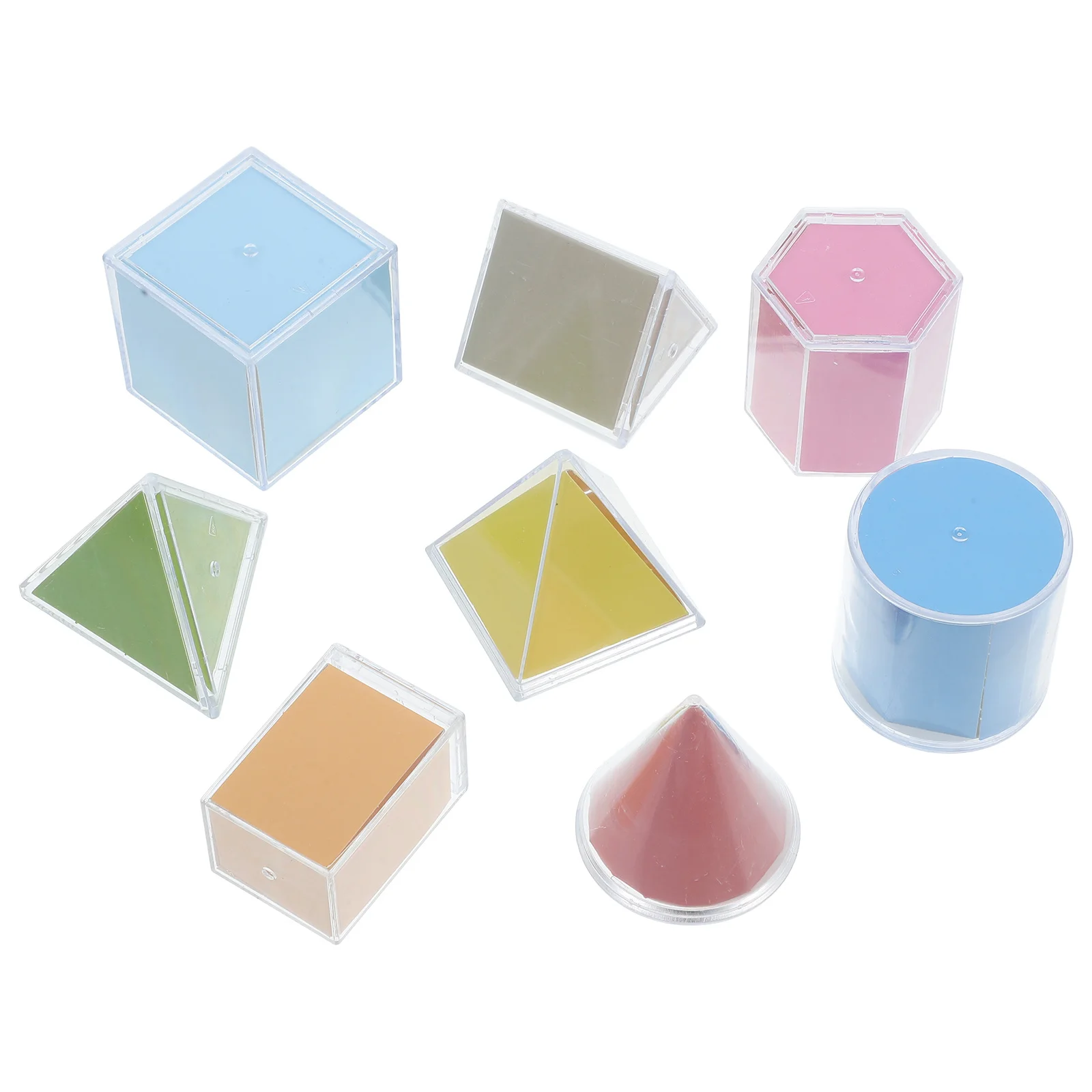 

8Pcs Geometric Solids 3D Shapes Detachable Transparent Set for Teaching Spatial Imagination Calculation Light Table