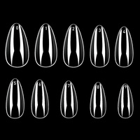 500Pcs Almond Fake Nail Tips Full Cover 10 Sizes Acrylic Stiletto False Art Nail