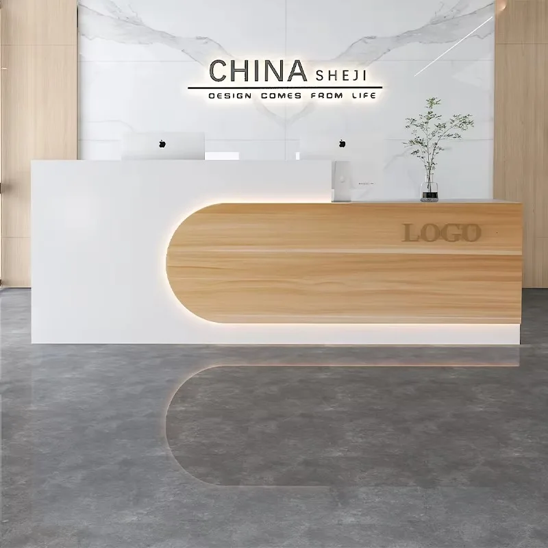 Mostrador de recepción Simple de belleza, mostrador de Bar de lujo de diseño profesional pequeño, escritorio de recepción central Vintage, muebles comerciales