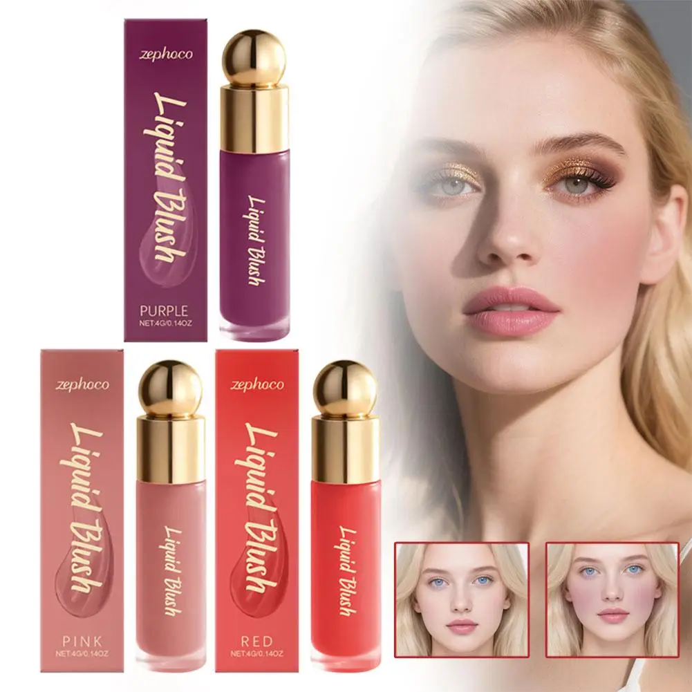 3in1 متعددة الوظائف دائم لينة الطبيعية أحمر الخدود كريم ماكياج الوجه ترطيب سطع أحمر الخدود الأرجواني الوردي الأحمر الخد الشفاه العين السائل #1