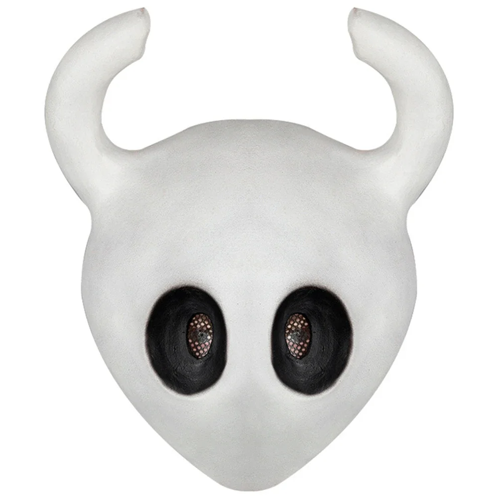 Pure white latex hollow knight mask two cornered game mask Halloween role-playing costume props