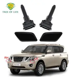 Front Right&Left Headlight Washer Nozzle Headlamp Cleaning Spray Pump + Cover Cap For Nissan Patrol 2013+ 8642-3ZD0A 8641-3ZD0A