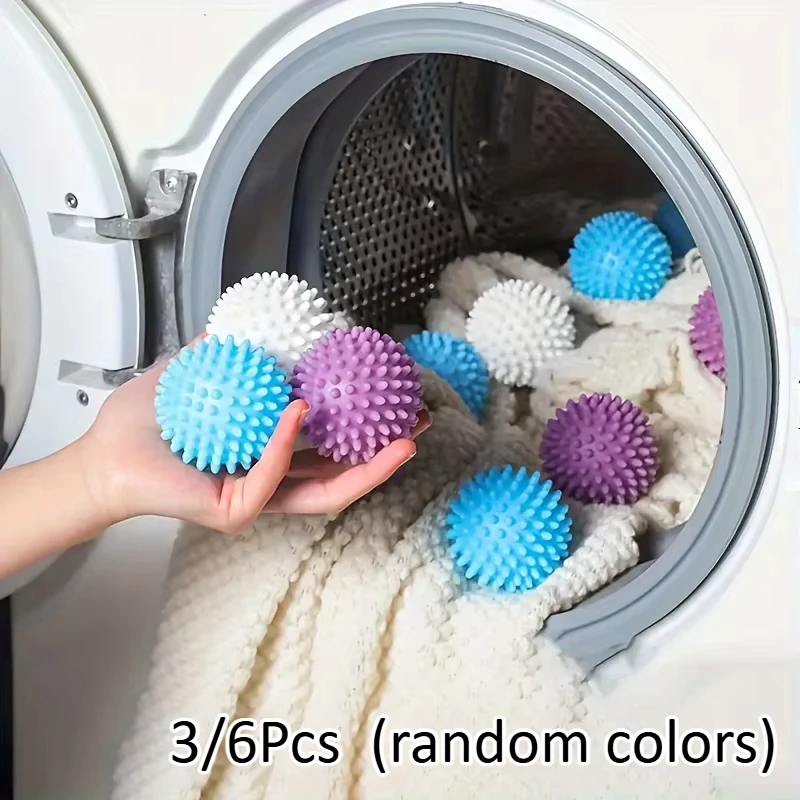 3/6pcs Reusable Laundry Balls - Anti-Tangle, Fabric Softener, Stain Remover Essential Washing Drying Aid For Soft, Clean Clothes