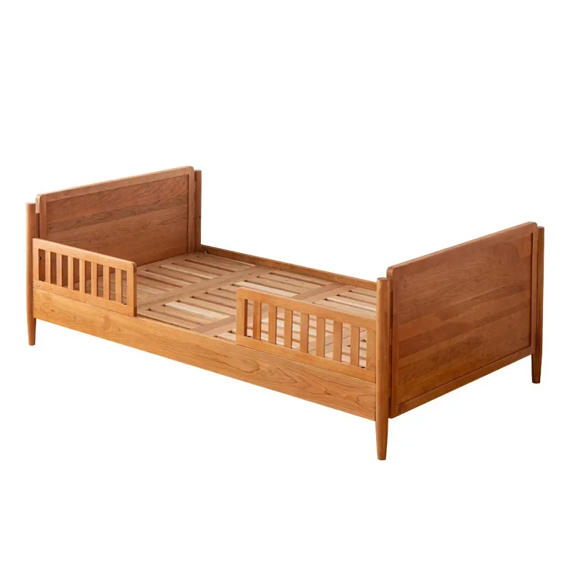 

North American Cherry Wood Solid Wood Modern Simple Girl Bed White Oak Log Armrest Children's Bed Black Walnut