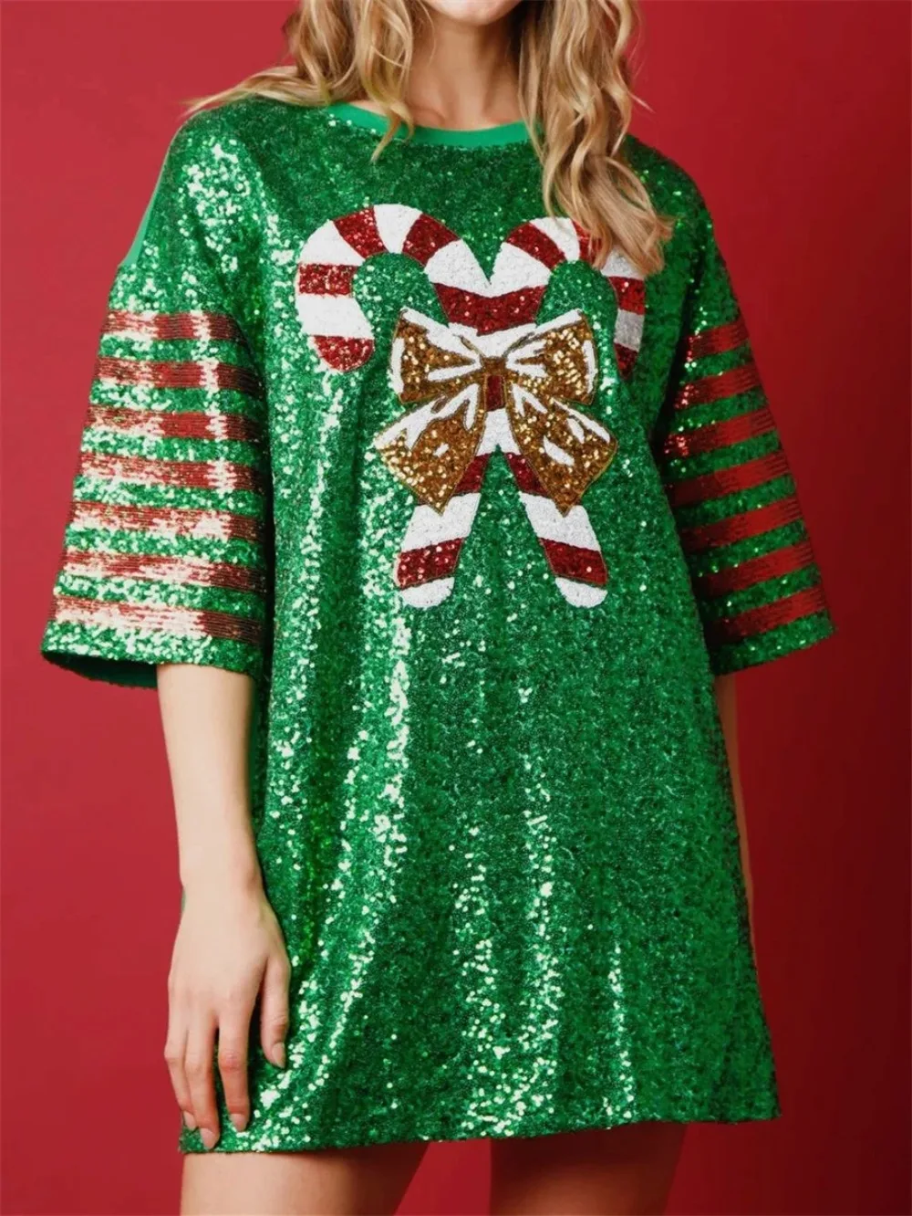 

Women Sequined Long T-Shirts Loose Sporty Dress Oversized Short Sleeve Crew Neck T-Shirts Fashion Rugby Print Tee Tops Fashion