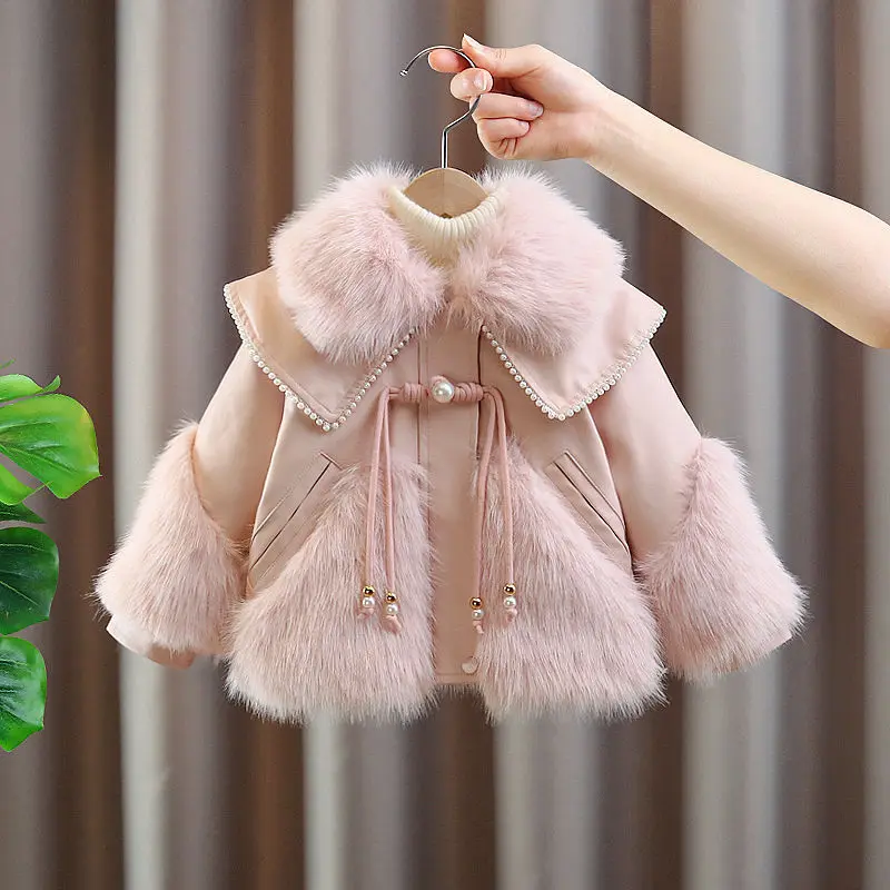2026 Winter Mädchen Mode Warmer Kunstpelz Langarm Dicker Mantel Kinder Jacke Oberbekleidung