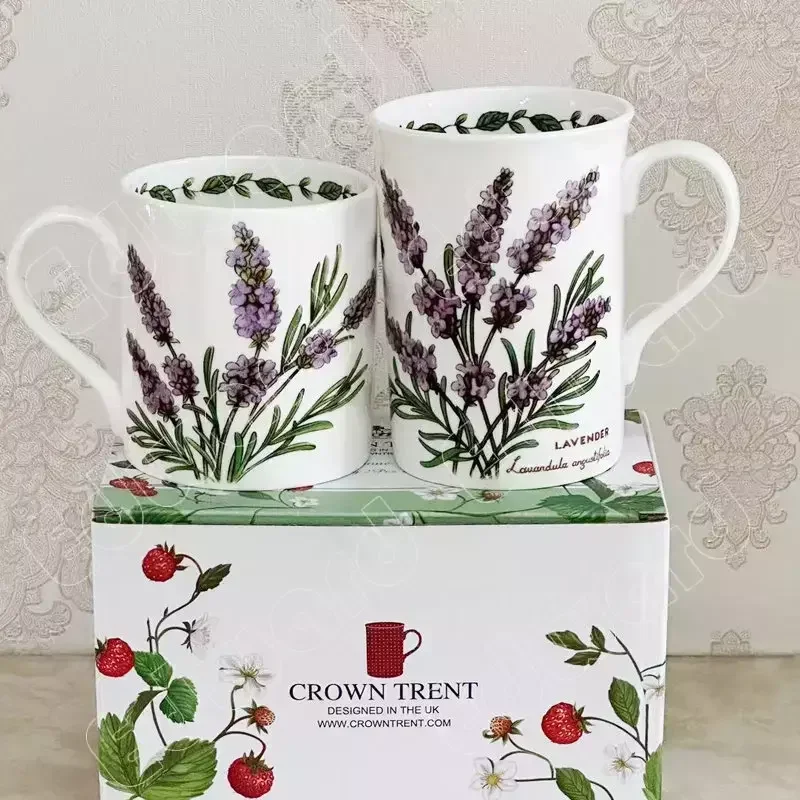 Mug Lavender Pattern Mug Household Use Tea Cup Nordic Style Ceramic Coffee Cup Water Cups Tableware Crafts Restaurant Use Plates