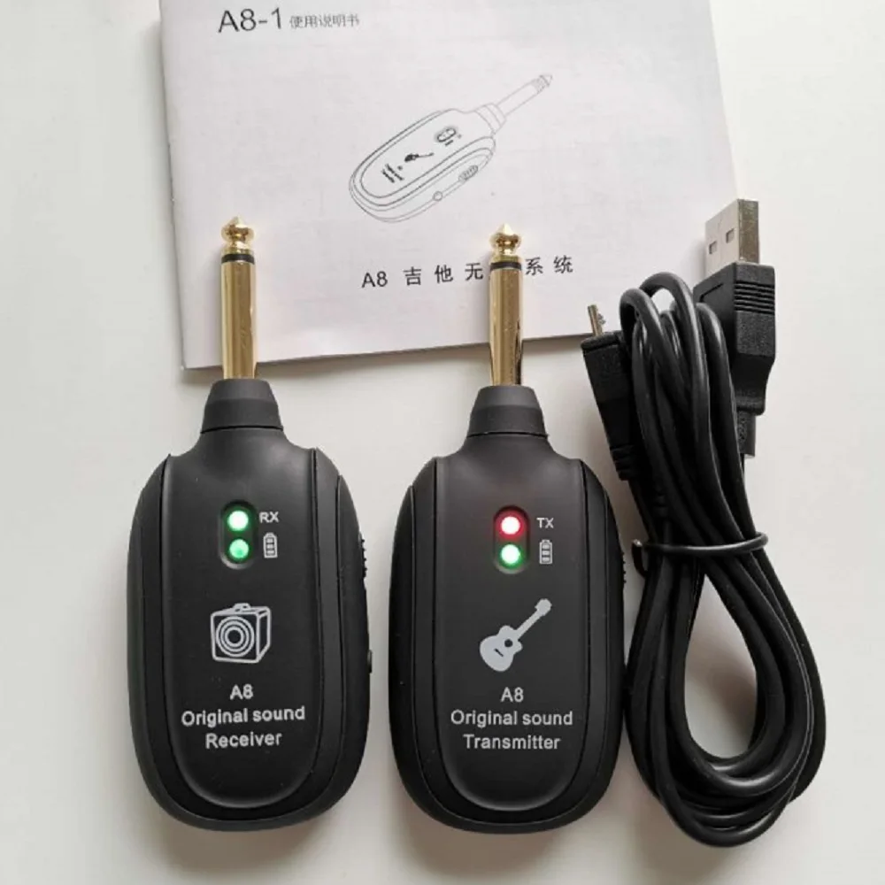 A8 Guitar Wireless System Transmitter Receiver Built-in Rechargeable Wireless Guitar Transmitter For Electric Guitar Bass