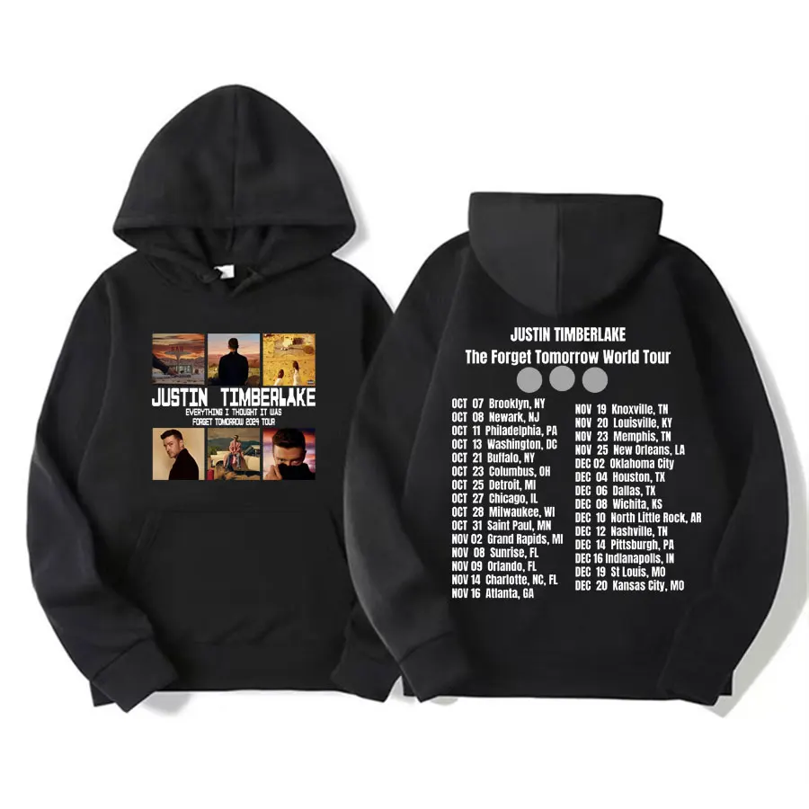 2024 Justin Timberlake Forget Tomorrow World Tour Hoodies for Men Fashion Hip Hop Punk Hoodie Man Harajuku Streetwear Sweatshirt